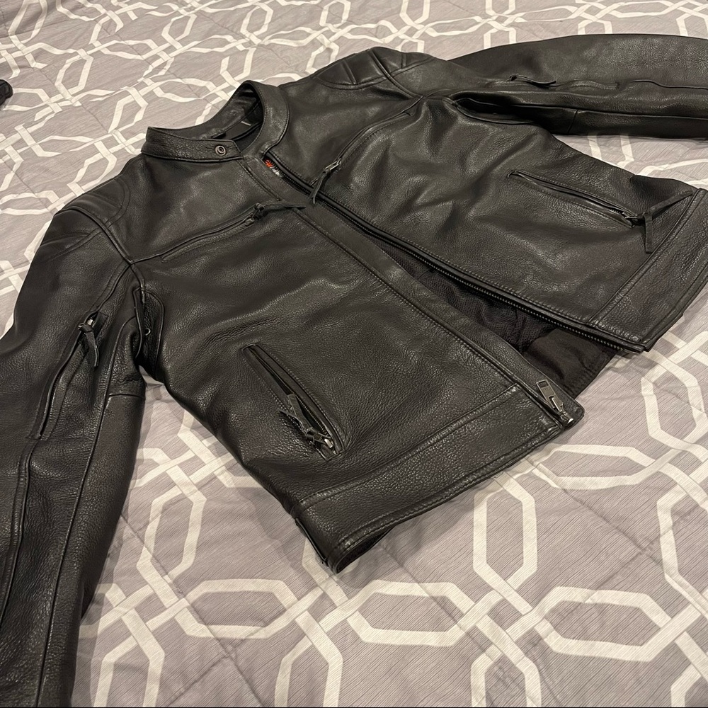 Motorcycle Leather Jacket with Liner and Armor